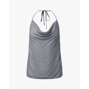 WeWoreWhat NEW Crystal Cowl Neck Backless Halter Top in Silver‎ Size Large
